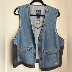 Vintage Harley Davidson Denim and Leather Vest